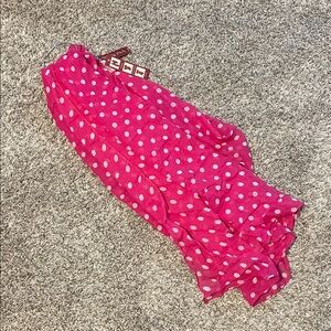 Merona Fuchsia Scarf with White Polka Dots